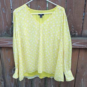 J Jason Wu Yellow Floral Long Sleeve Top Sz. L NWT
